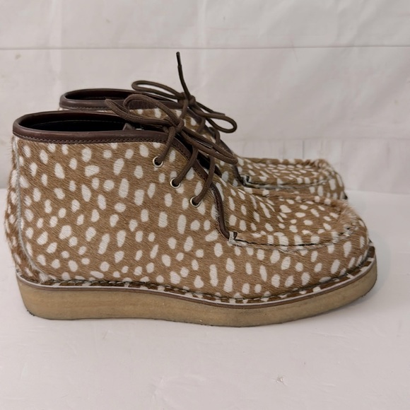 Re/Done Size 8 Calf Hair Chuka Leather Rubber Sole Platform Ankle Boot - Picture 1 of 7